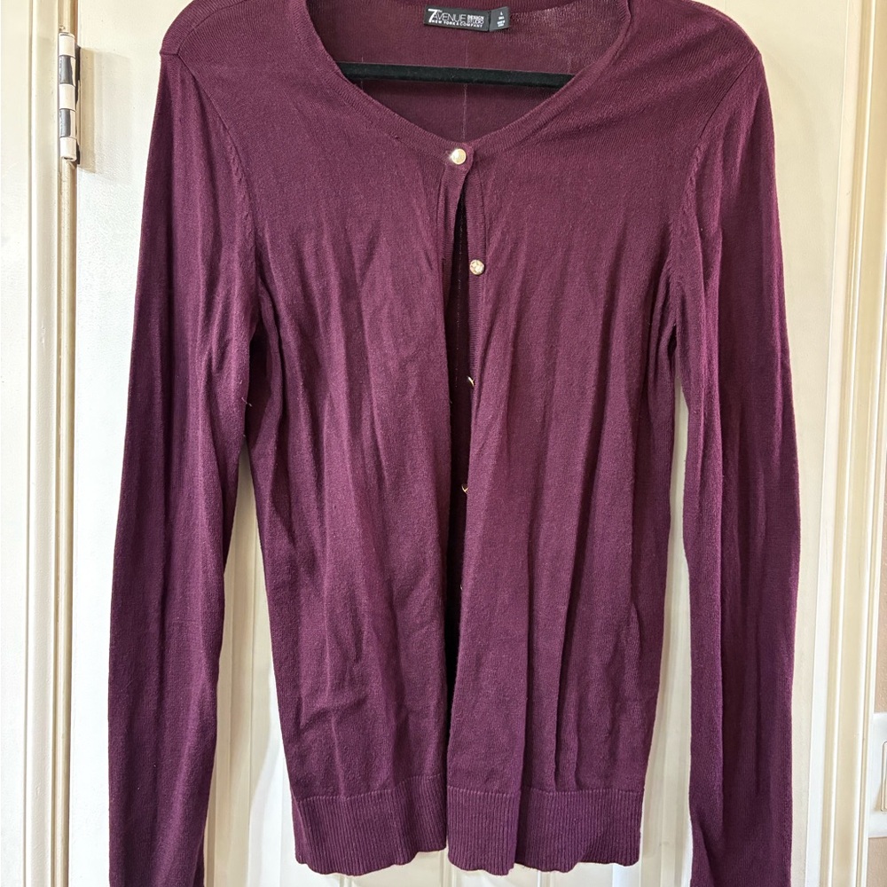 New York & Company Wine/Burgundy Cardigan Sweater